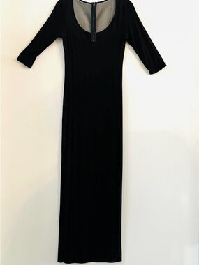 Elegant Black Maxi Dress Sheer Upper Back Size S